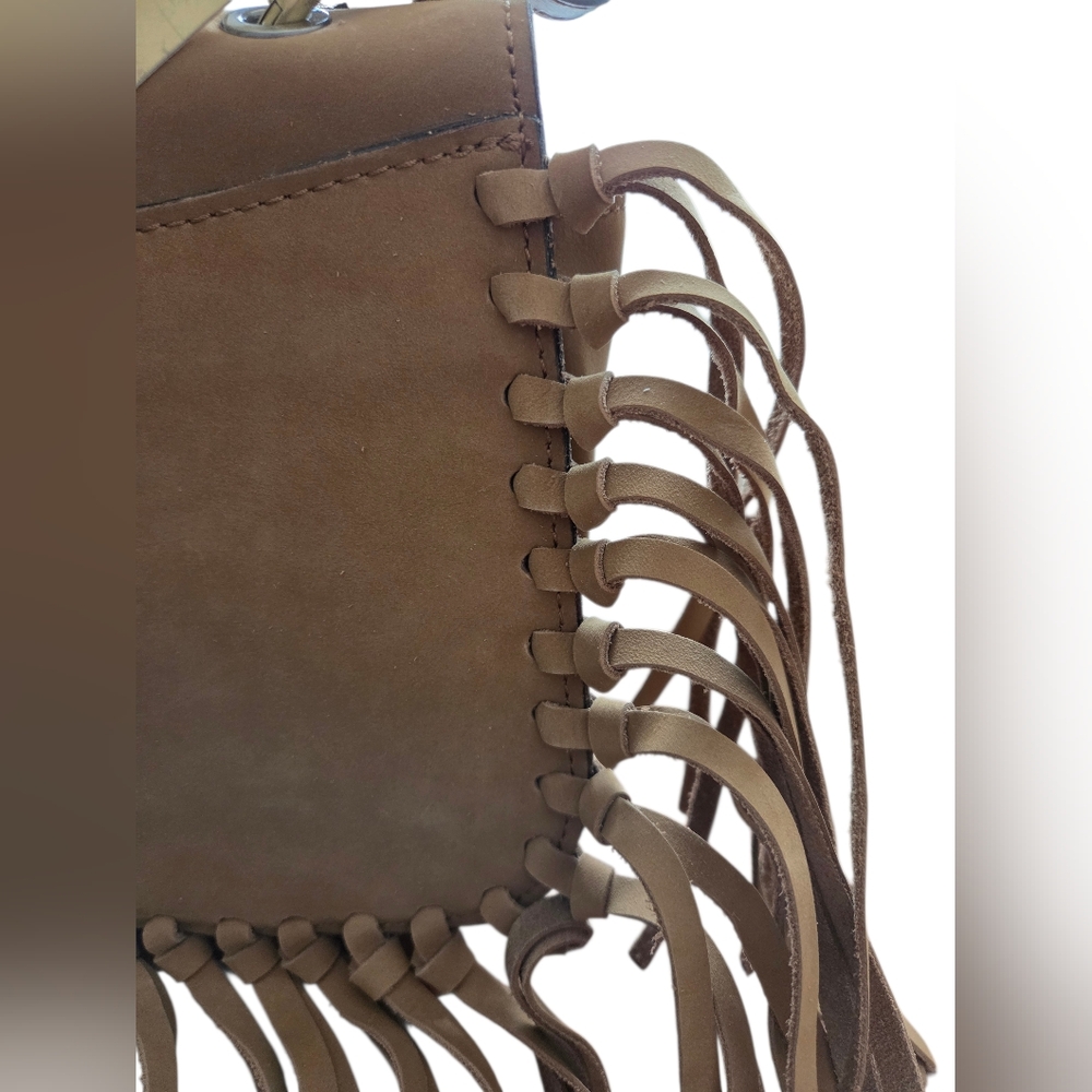 Patricia Nash NEW Nazaire Nubuck Suede Crossbody Bag with Fringe-Cognac - Picture 7 of 15